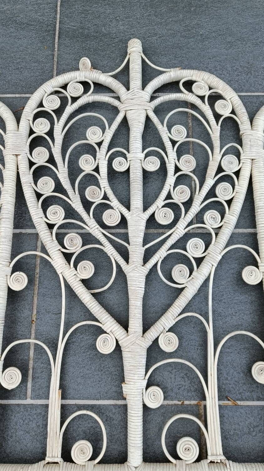 Peacock rattan headboard, 1970