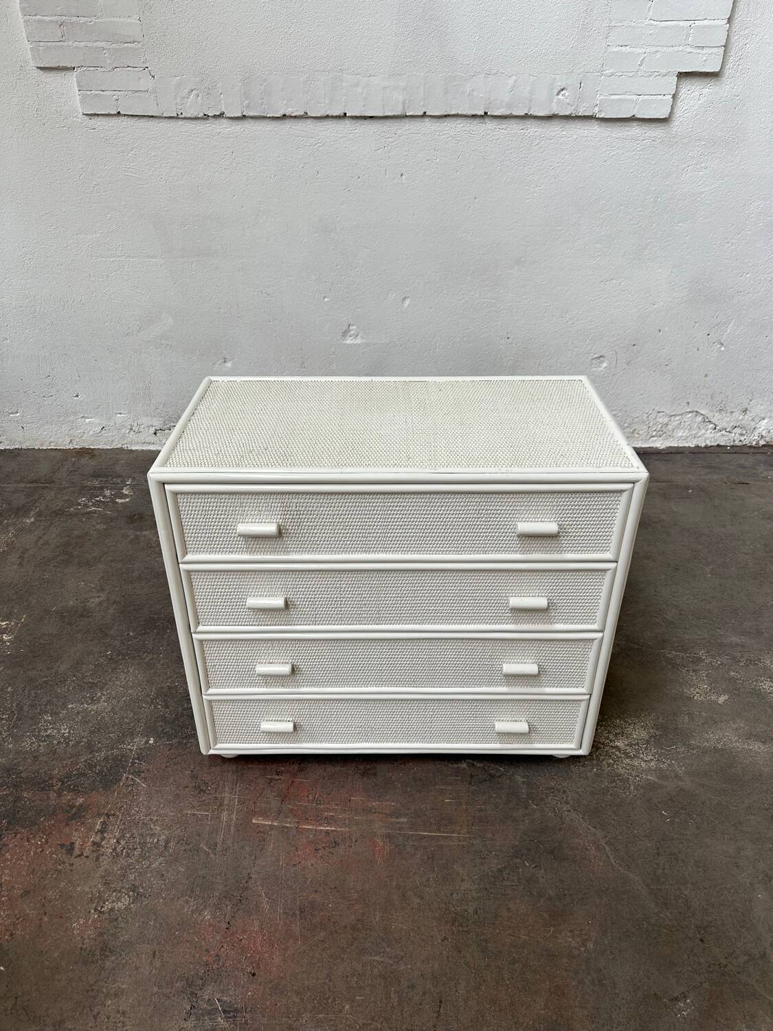 White rattan chest of drawers