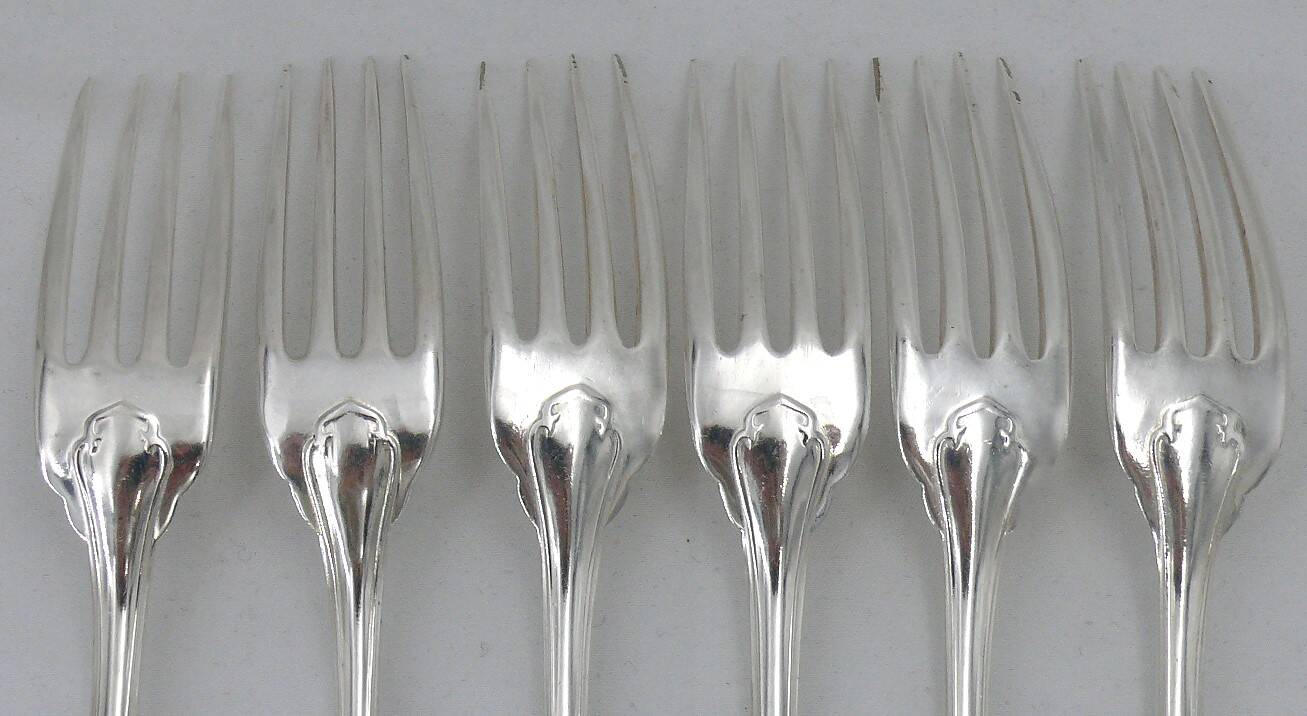 Christofle Japanese, 6 table settings, 12 pieces in silver-plated metal.