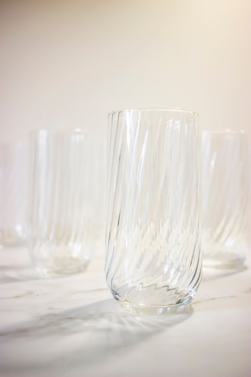 6 high ridged glasses