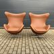 2x Fritz Hansen Egg chair by Arne Jacobsen in Cognac leather, new condition!