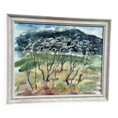 Huile sur panneau originale suédoise "Nature" par René S-G, signée, vintage et encadrée 34×28cm