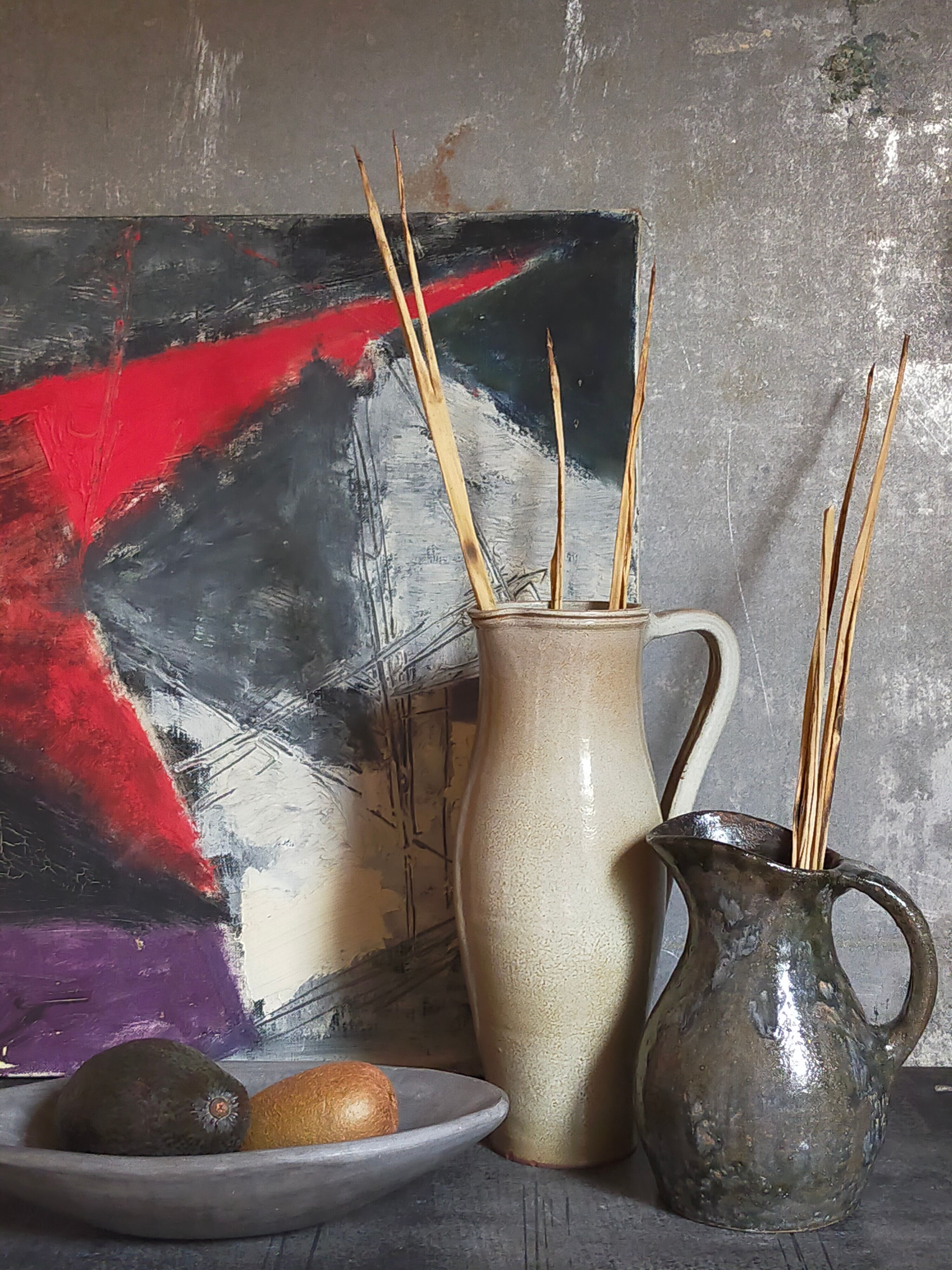 Enamelled sandstone pitcher Jean Dubost in Noron La Poterie 60s