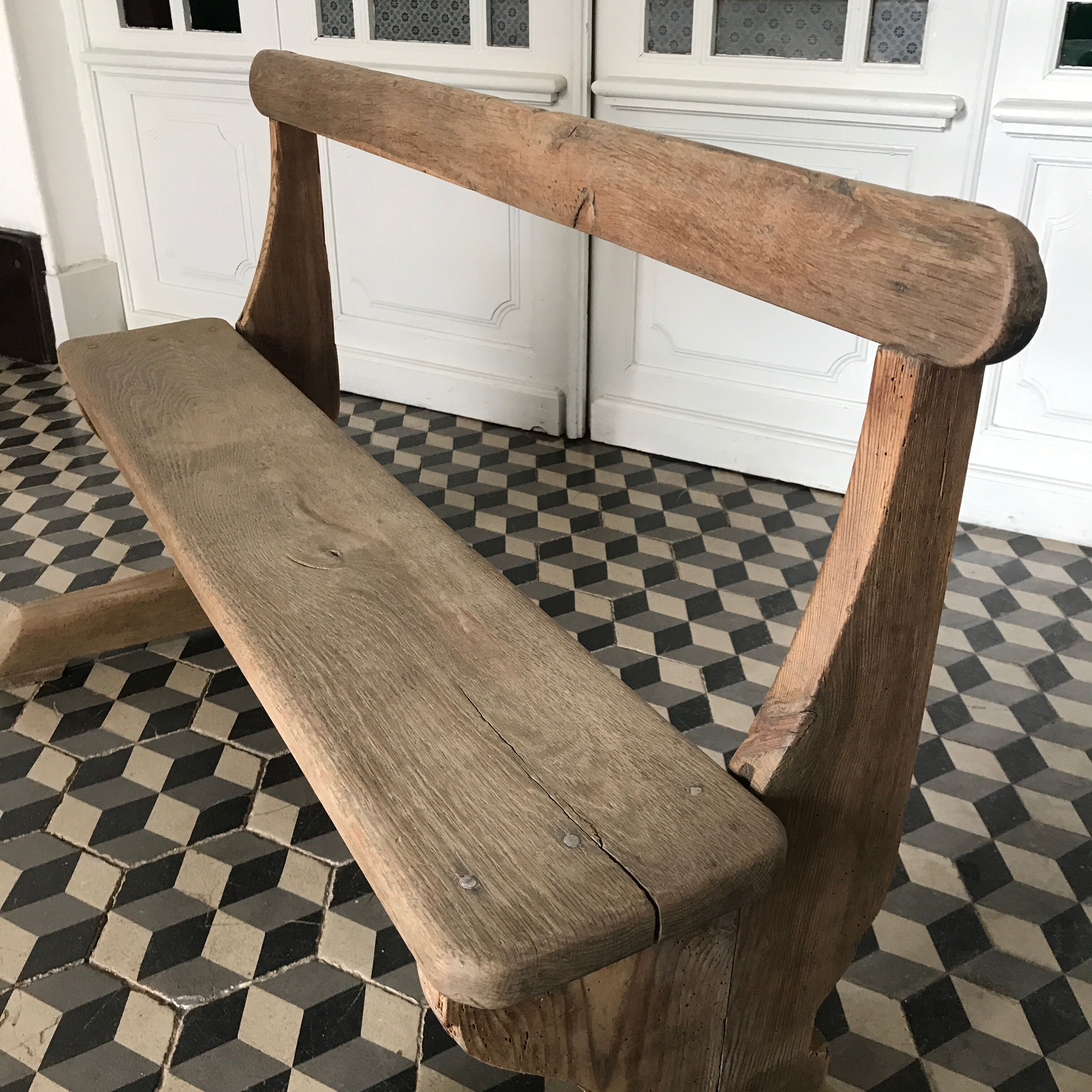 Wooden school bench
