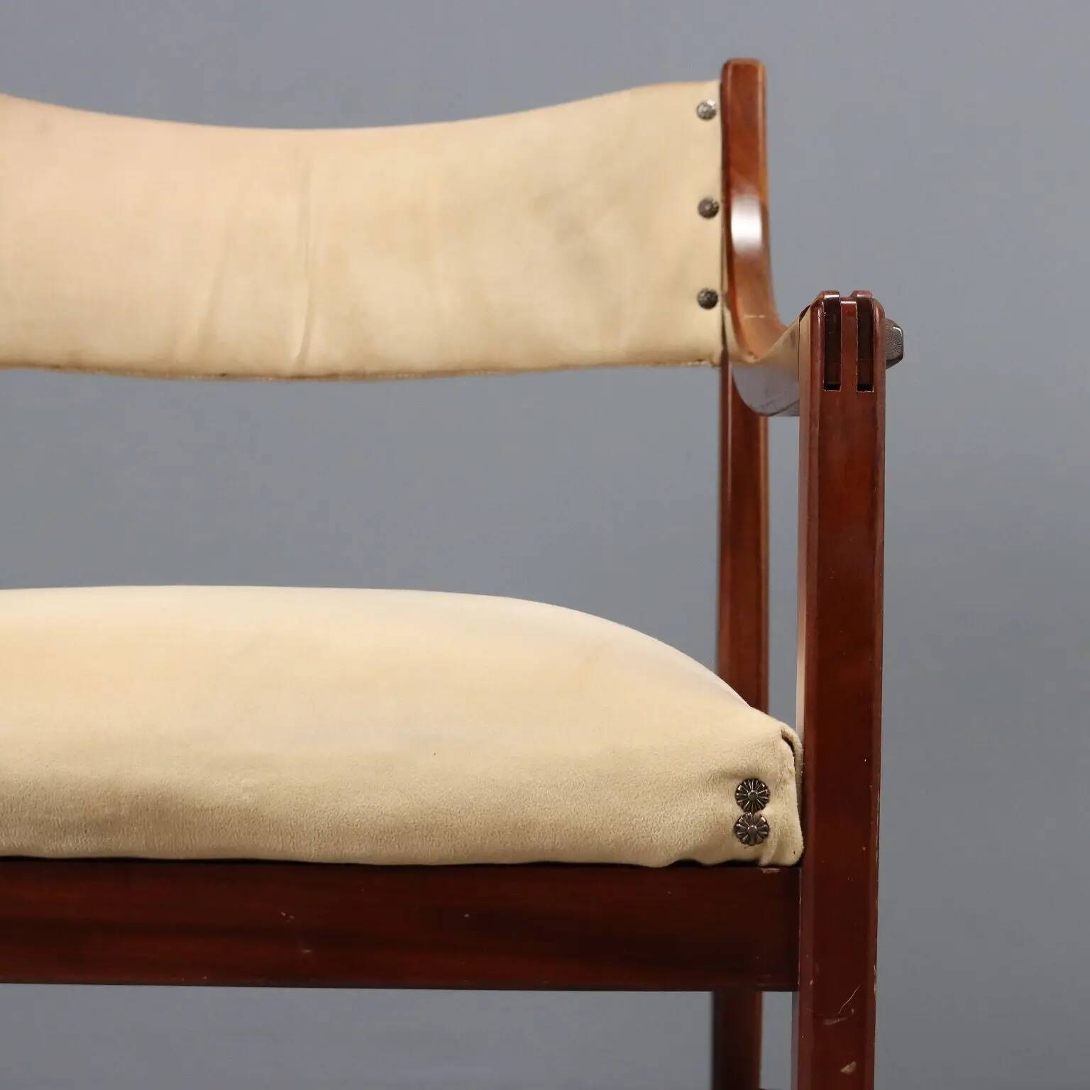 Fauteuil vintage en hêtre courbé, tissu et mousse, design, Italie, années 1960