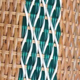 Woven wicker basket and scoubidou from the 50s