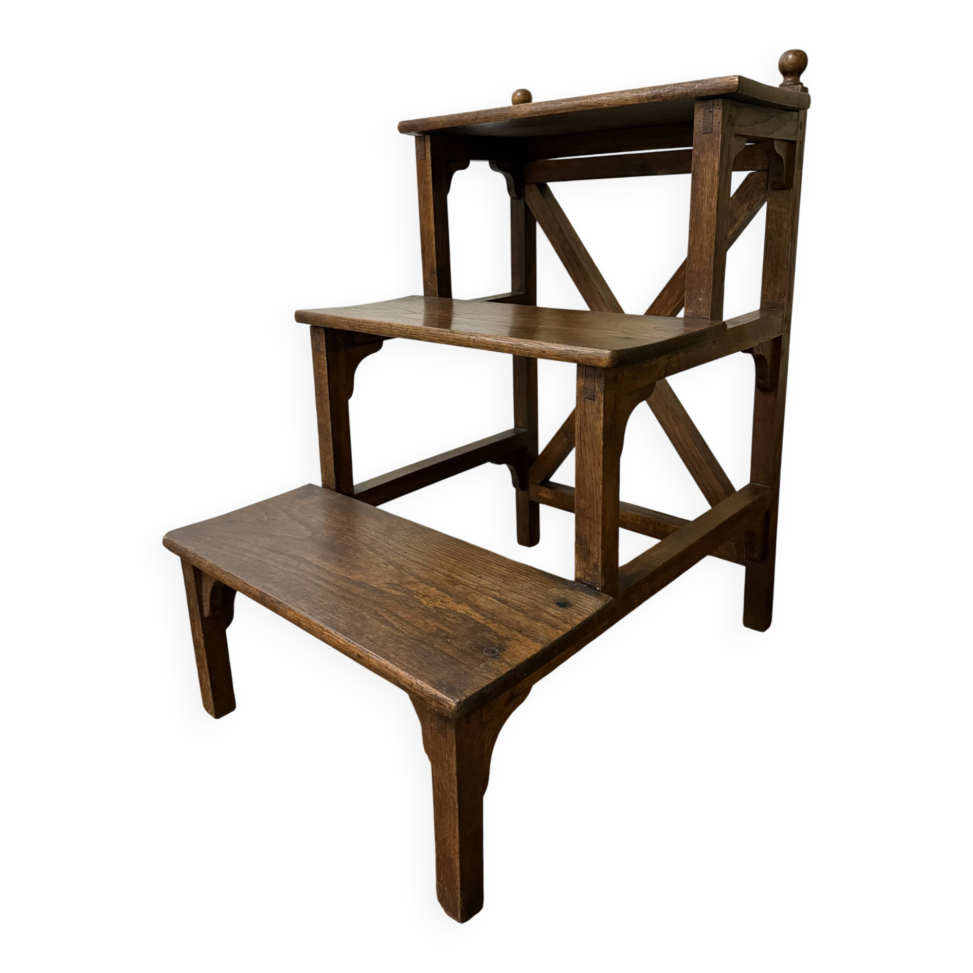 Library step ladder in oak