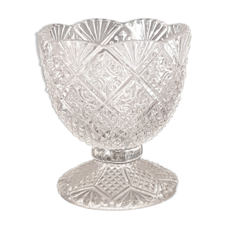 Old coquetier in molded glass portieux