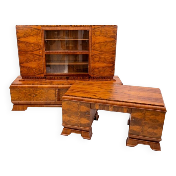 Ensemble de bureau Art Déco des années 1930, Pologne. Après rénovation.