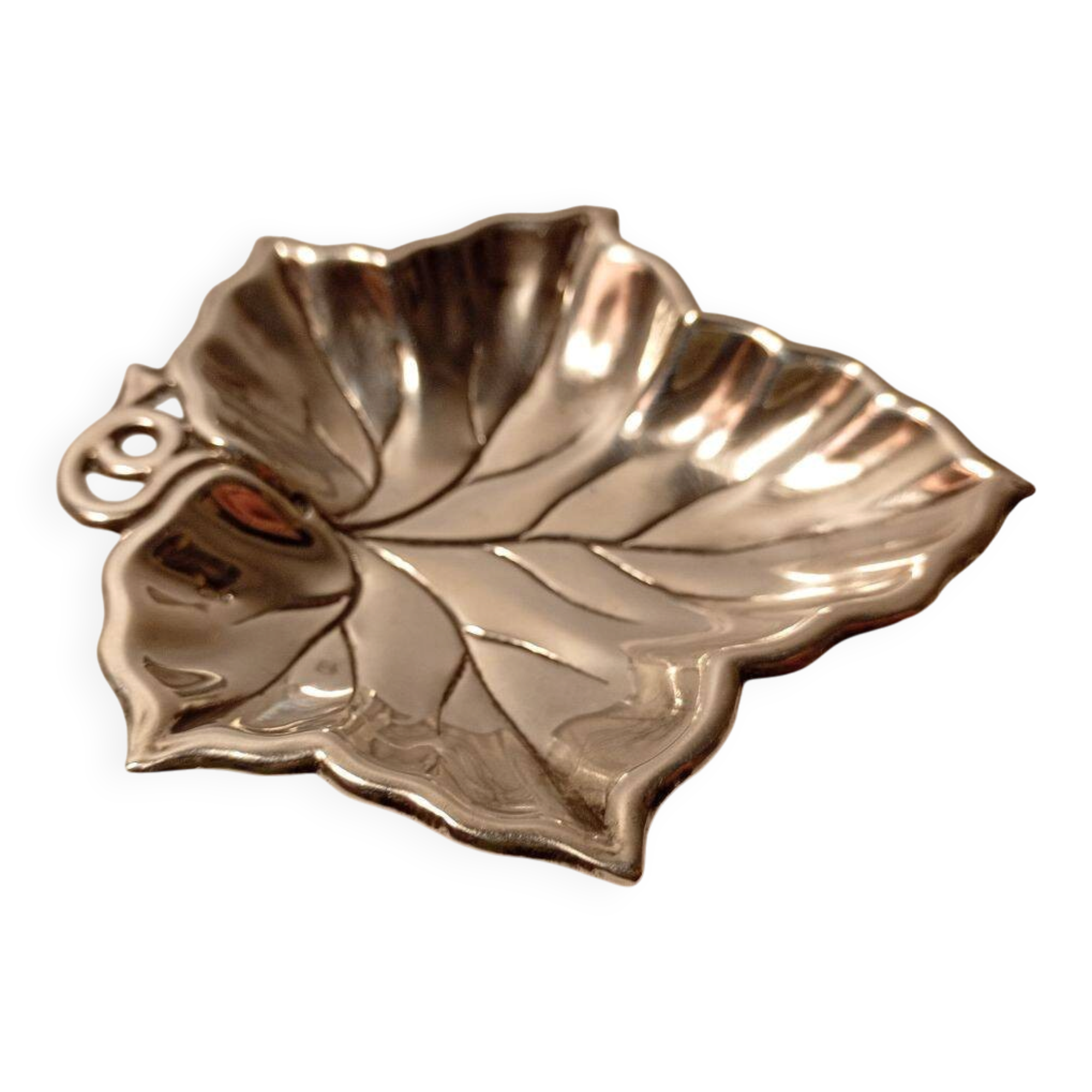 Sterling Silver Vine Leaf Footed Dish Topazio Portugal