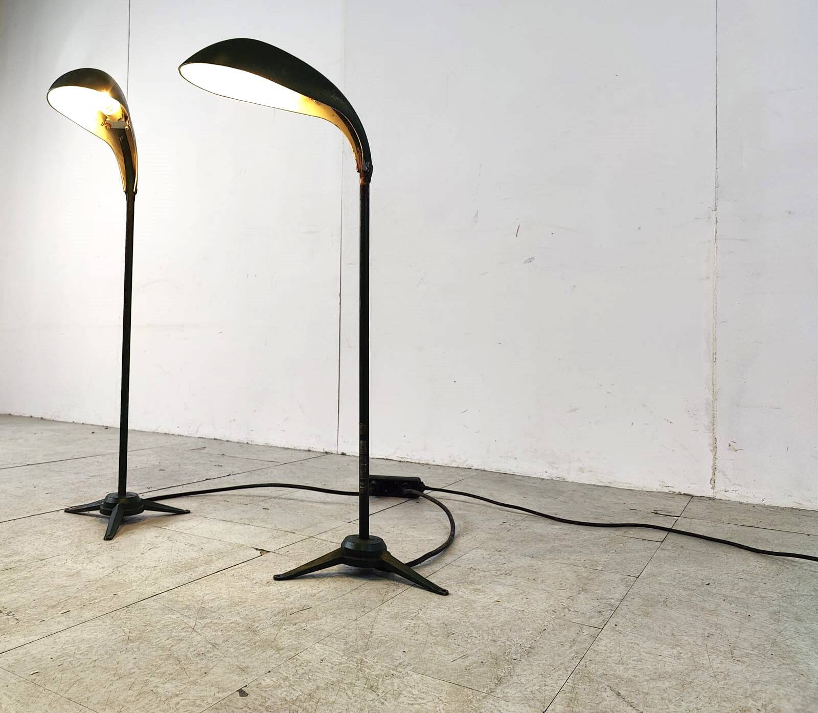 Pair of vintage metal floor lamps, 1970s