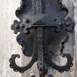 Pair of black wrought iron sconces - neo-Gothic style - from the 1950s