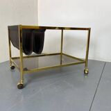 Table basse Hollywood Regency vintage en laiton et verre de maison Jansen, 1970
