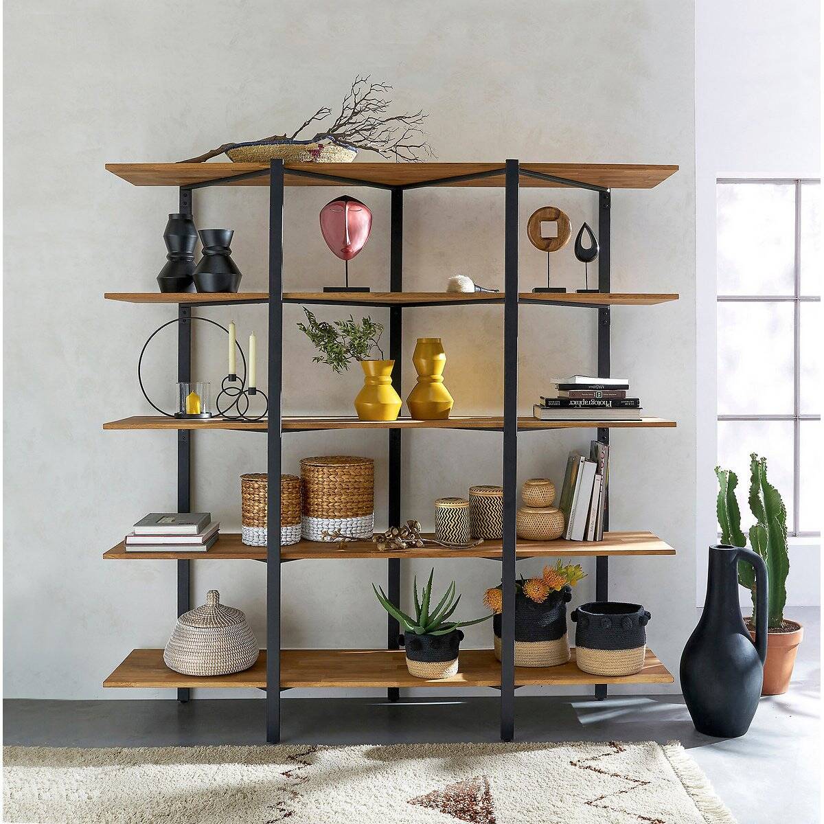 HIBA Library - La Redoute Interiors - Solid oak & black steel