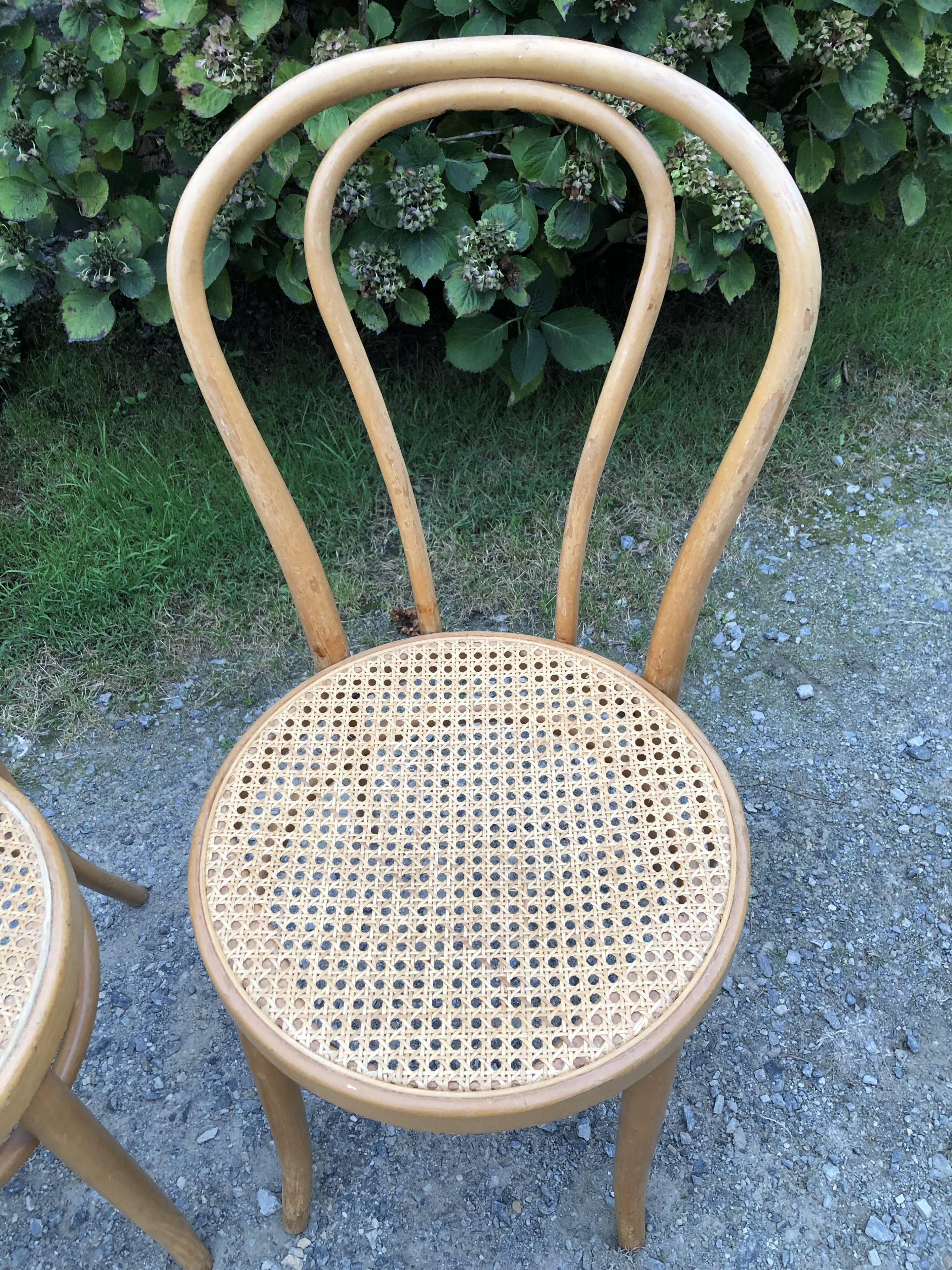 4 chaises bistrot vintage cannées