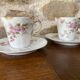 Set of 2 old porcelain cups with their saucer