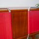 Set of 4 tubular chairs in Red Italy split leather, Design, 1970