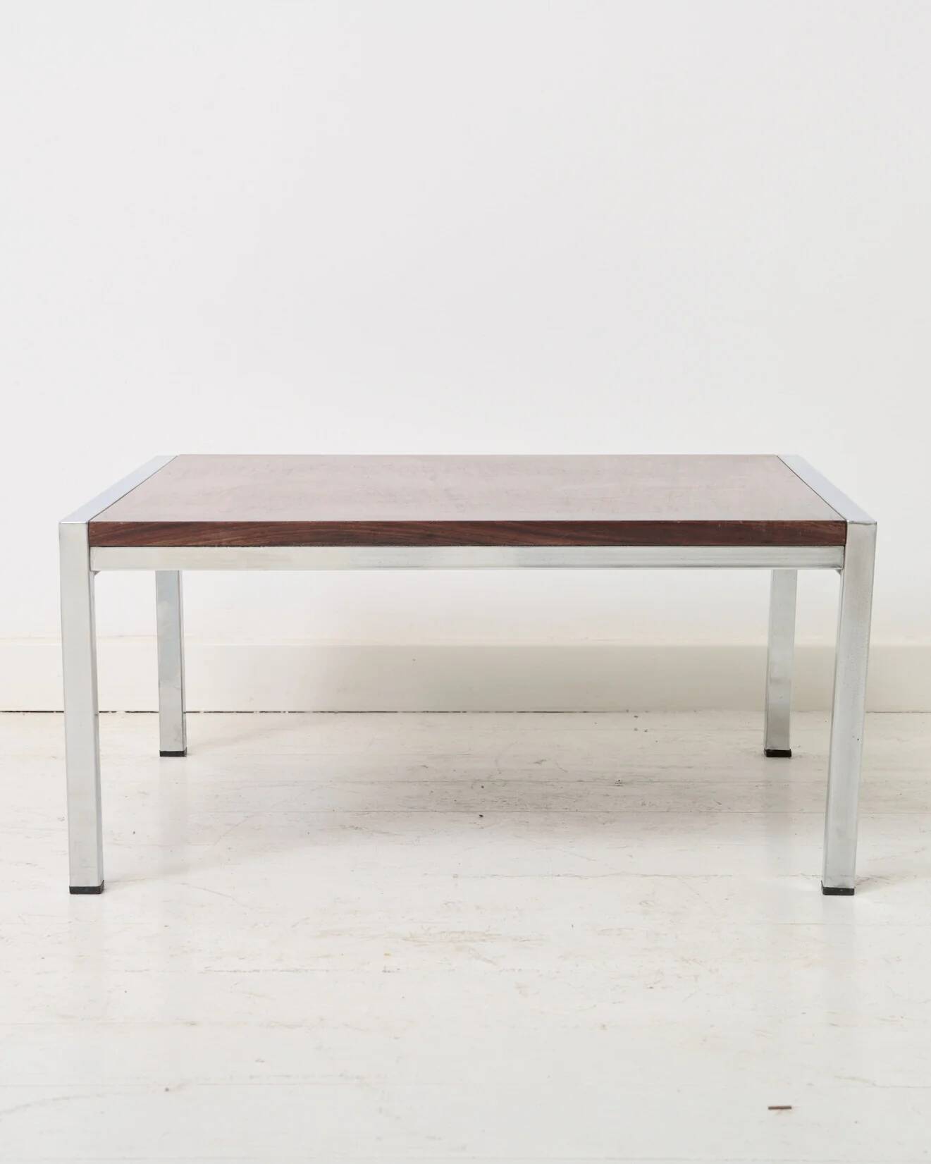 Chrome and rosewood coffee table, 1970s