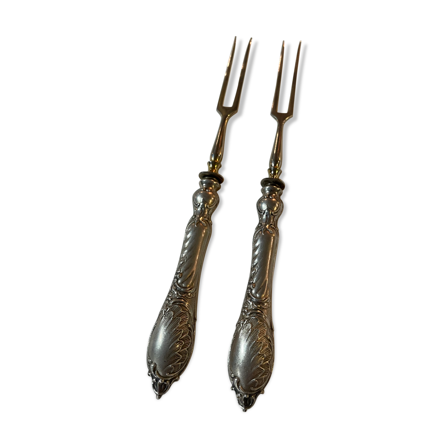 Pair of silver charcuterie forks