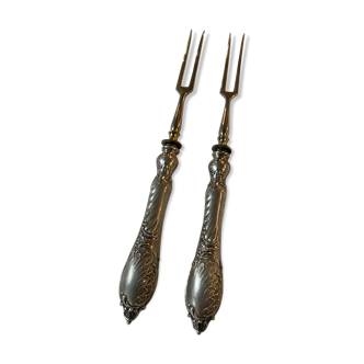Pair of silver charcuterie forks