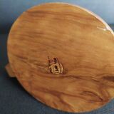 Vintage olive wood hand candle holder Oliv art made in Spain