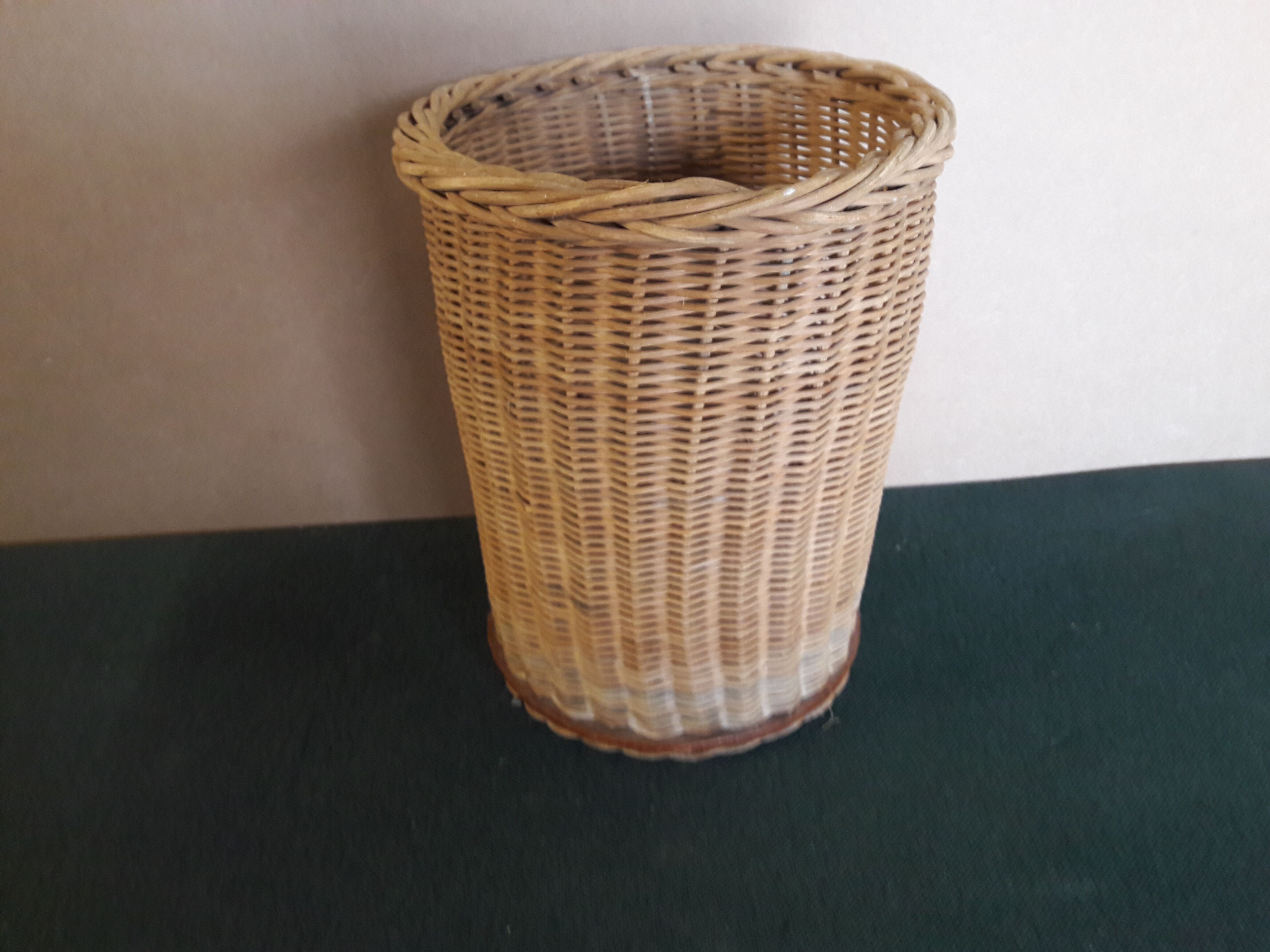 Wicker waste paper basket