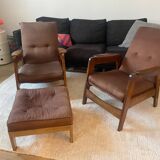 Manufrance armchairs and footrests