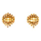 Pair of Venini wall sconces in cut Murano glass, circa 1970.