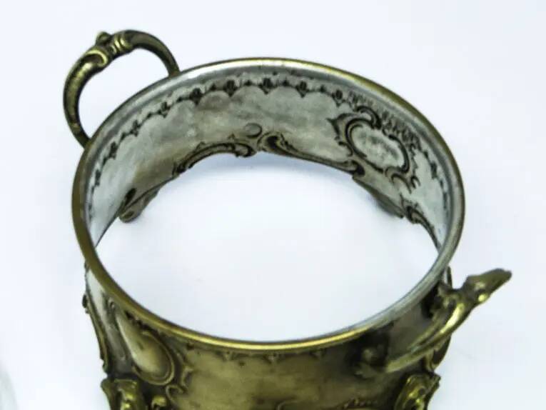 Rococo sugar bowl, silver-plated brass, Poland, early 20th century