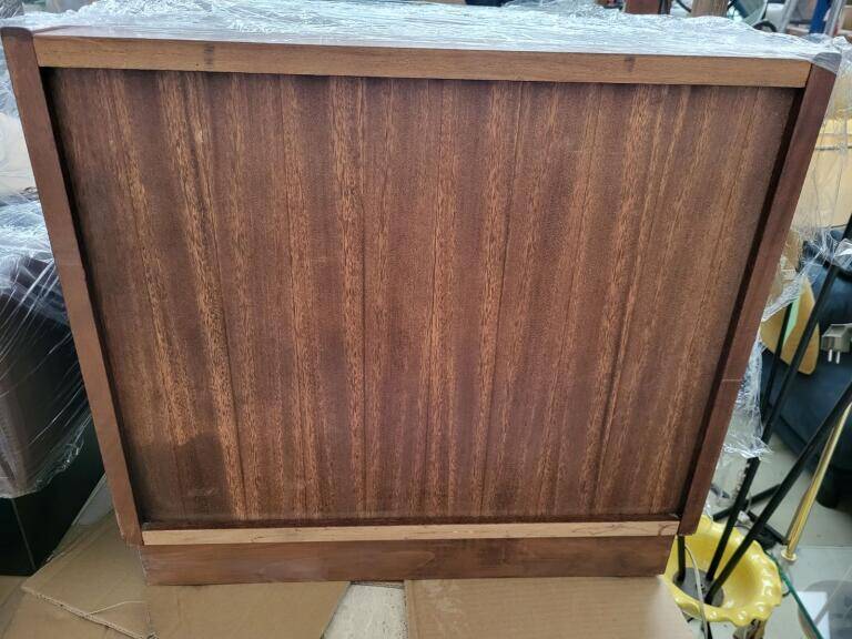 Vintage bedside table in rosewood and brushed aluminum