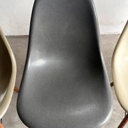 Set of 10 fibreglass & walnut DSW chairs, Charles & Ray Eames, Herman Miller, 60s-70s