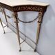Vintage walnut console with a portuguese pink marble top and brass frame, italy