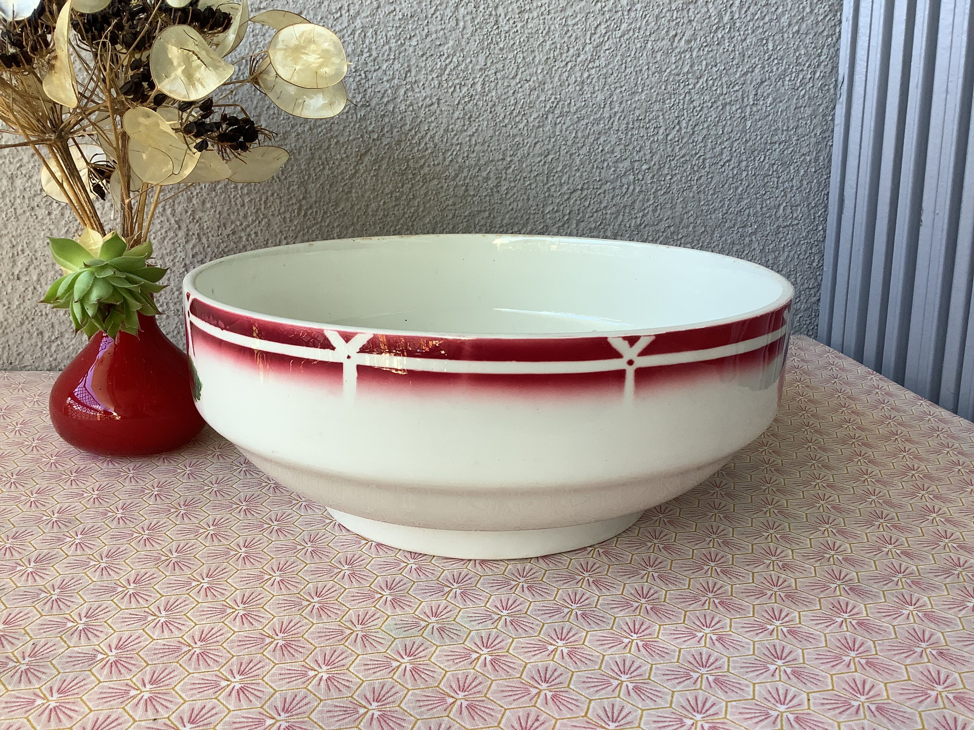 Salad bowl Digoin Cibon Ironstone floral decoration