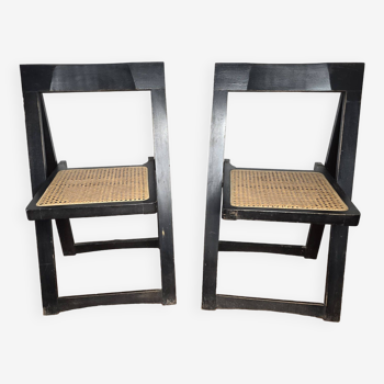Pair of caned folding chairs from the 70s