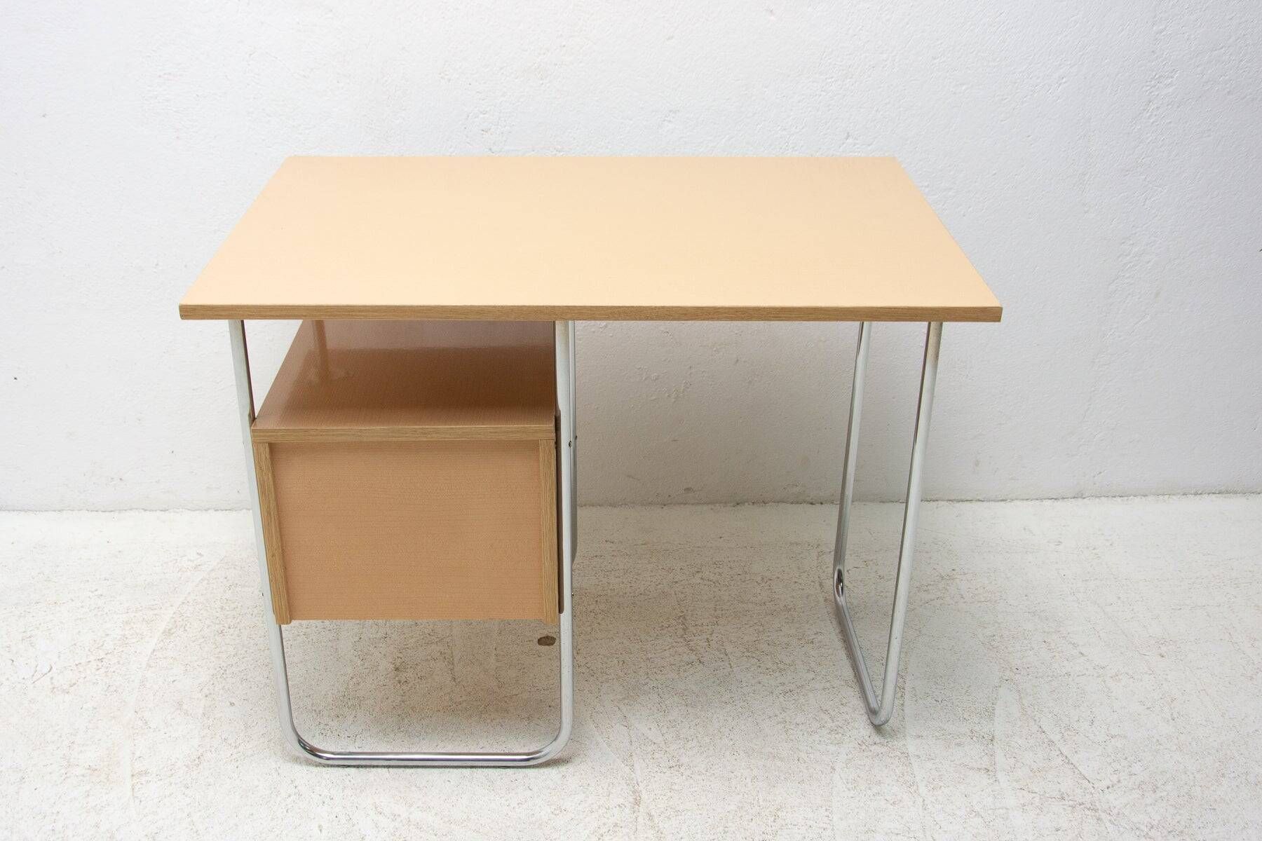Writing desk, mid-century chrome and formica desk, 1950s, Czechoslovakia