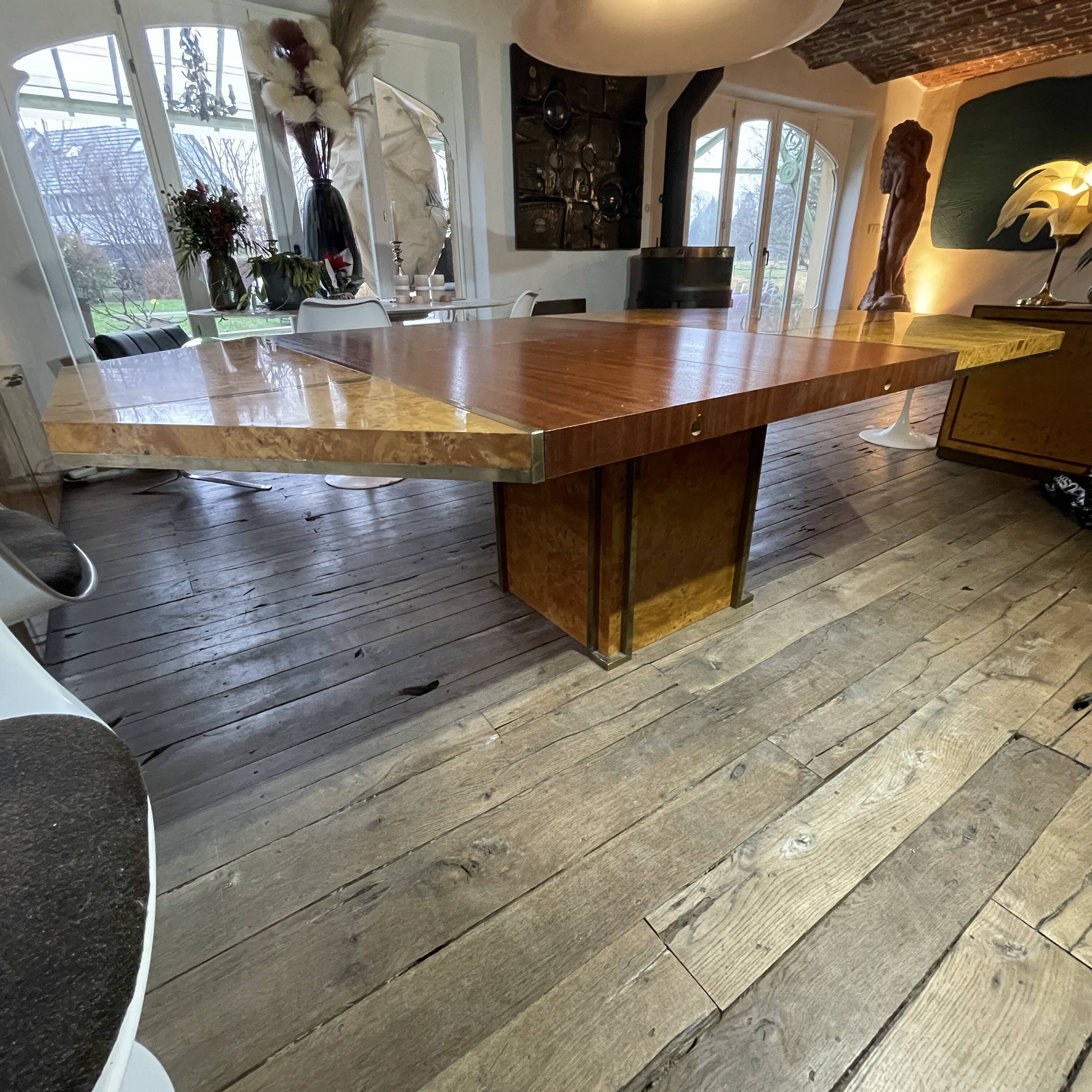 JEAN-CLAUDE MAHEY, Hollywood Regency dining table, extension leaves included.