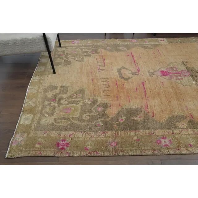 1970s Vintage Turkish Hand-Knotted Wool Cotton Orange Runner Rug 197x613