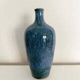 Glazed stoneware bottle vase signed Paturel
