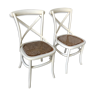 Pair of chairs in oak and vienna straw model Tonga by Flamant