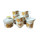 Ensemble 11 tasses à café, sucrier et pichet à lait Wunsiedel Bavaria vintage