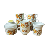 Set 11 coffee cups, sugar bowl and milk pitcher Wunsiedel Bavaria vintage