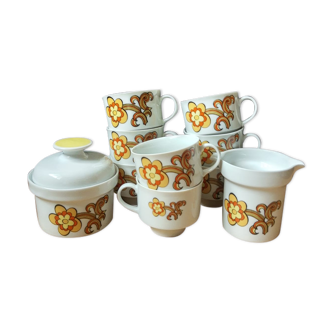 Set 11 coffee cups, sugar bowl and milk pitcher Wunsiedel Bavaria vintage