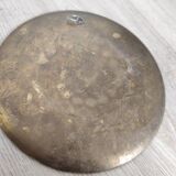 Vintage French decorative plate in brass and mosaic enamel.