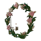 Oval ceramic mirror with flowers