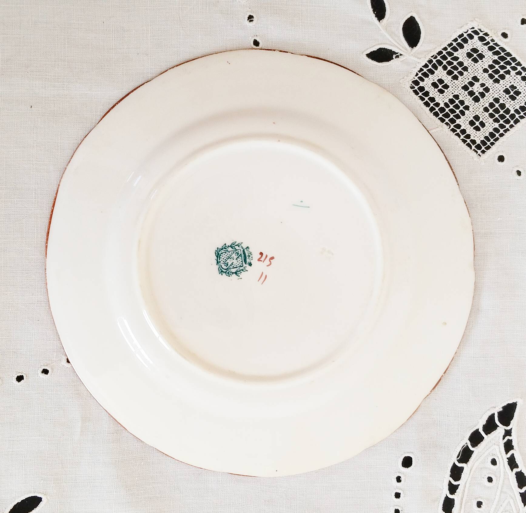 Porcelain dessert plate, Minton Decor 215, green, Sarreguemines