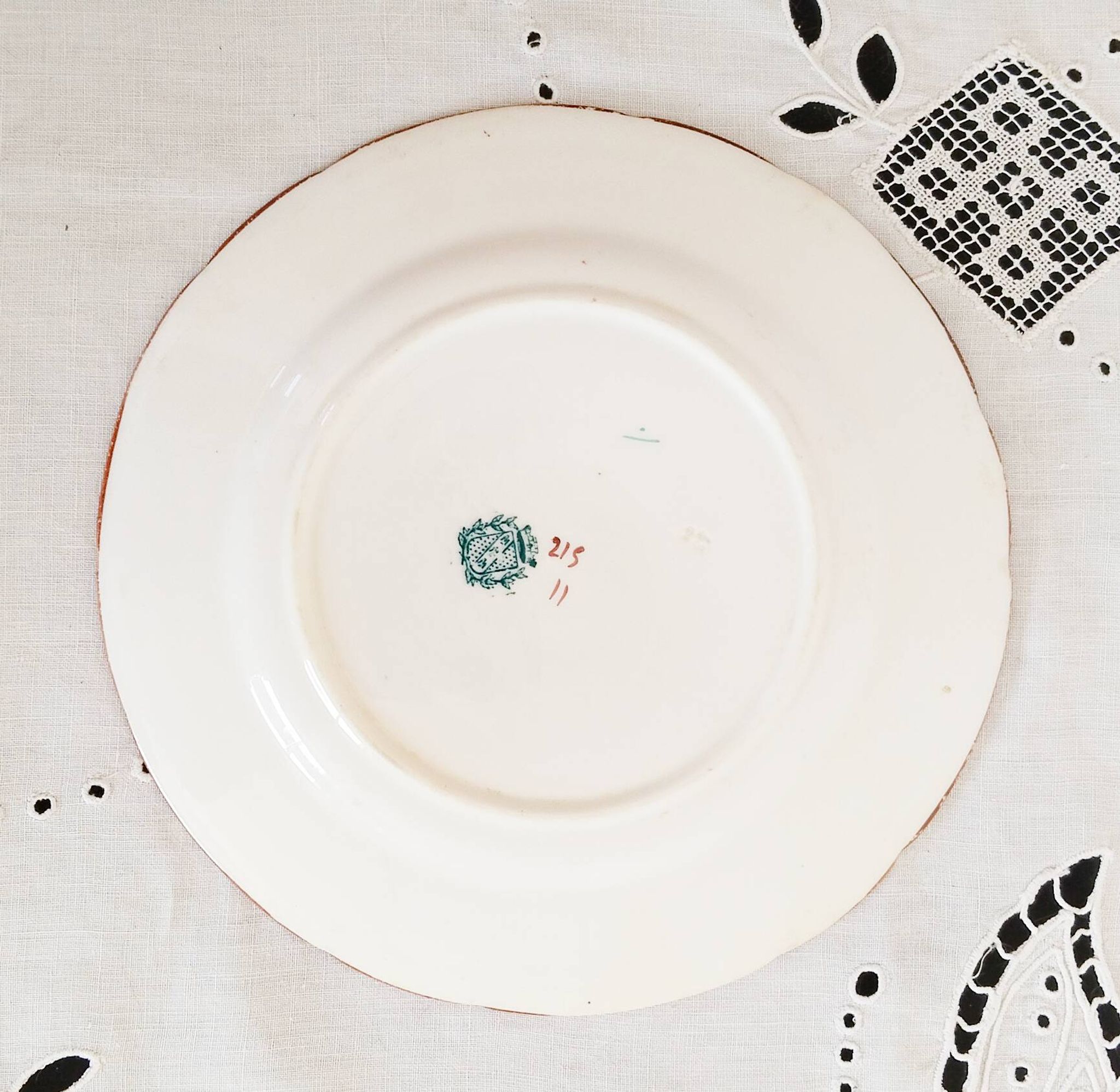 Porcelain dessert plate, Minton Decor 215, green, Sarreguemines