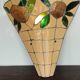 Stained glass and brass wall light from the 1970s