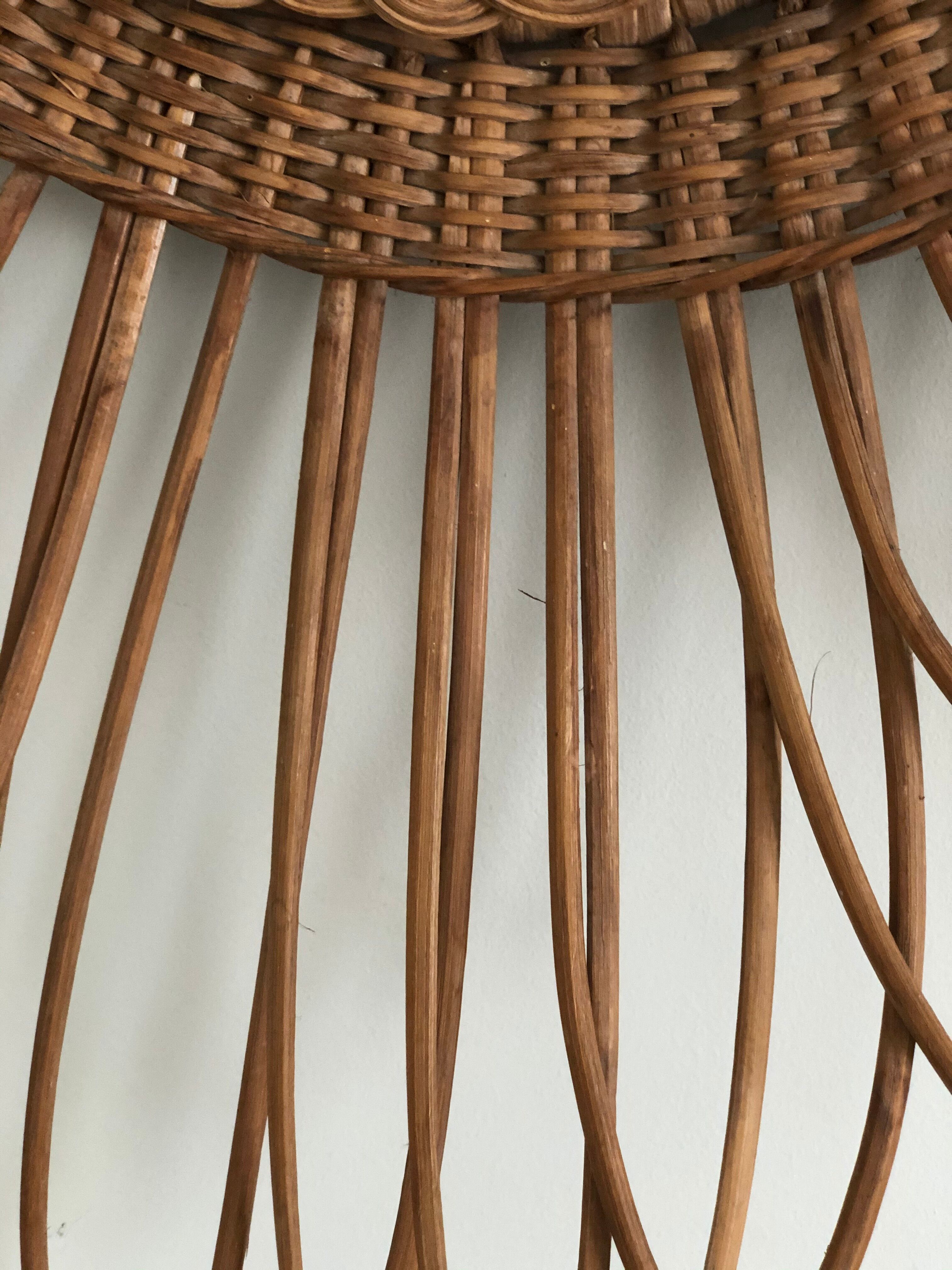 Rattan mirror 80 cm in diameter - vintage 1960