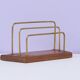 porte lettre vintage en teck 3 supports en laiton