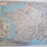 Framed vintage "Michelin" road map from the 80s, 111 cm x 100 cm